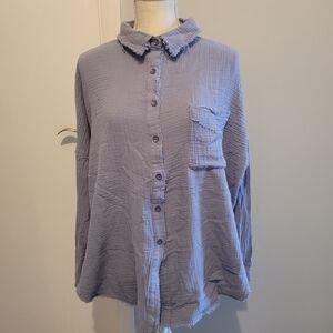Pink Lily Grey Button-Down Shirt